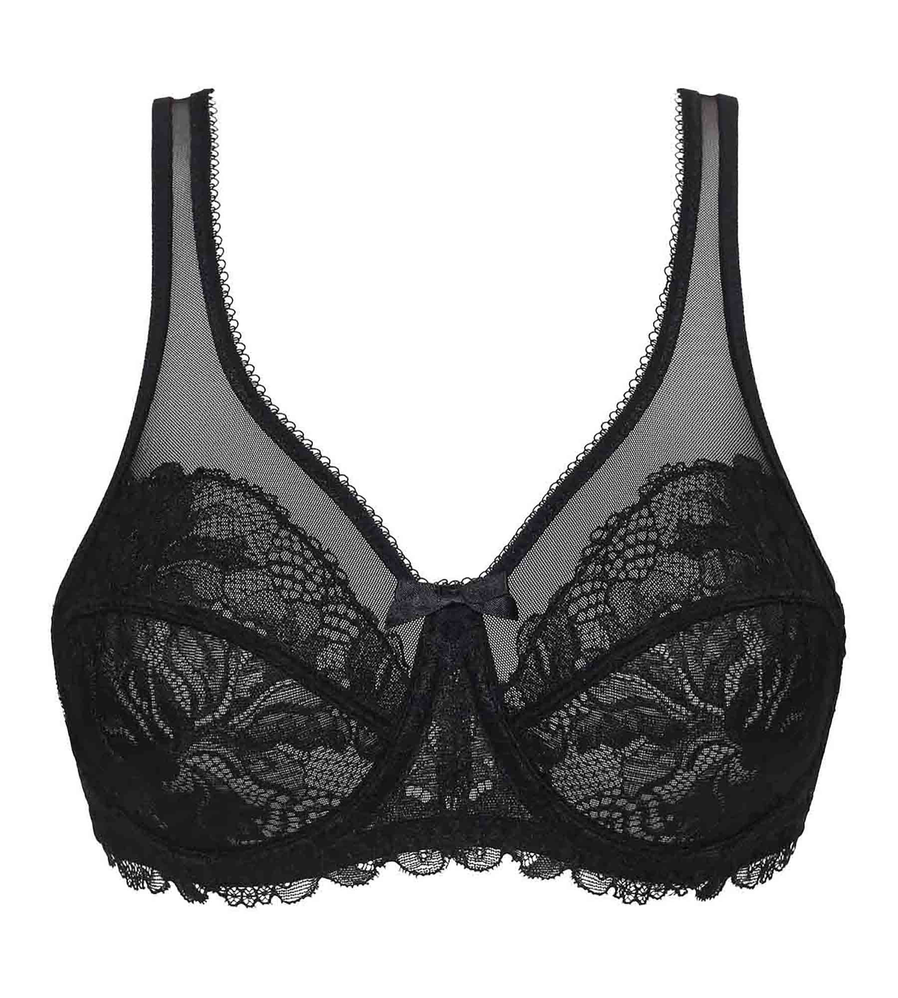 Generous Essential Lace Full Cup Bra in Tuxedo Black