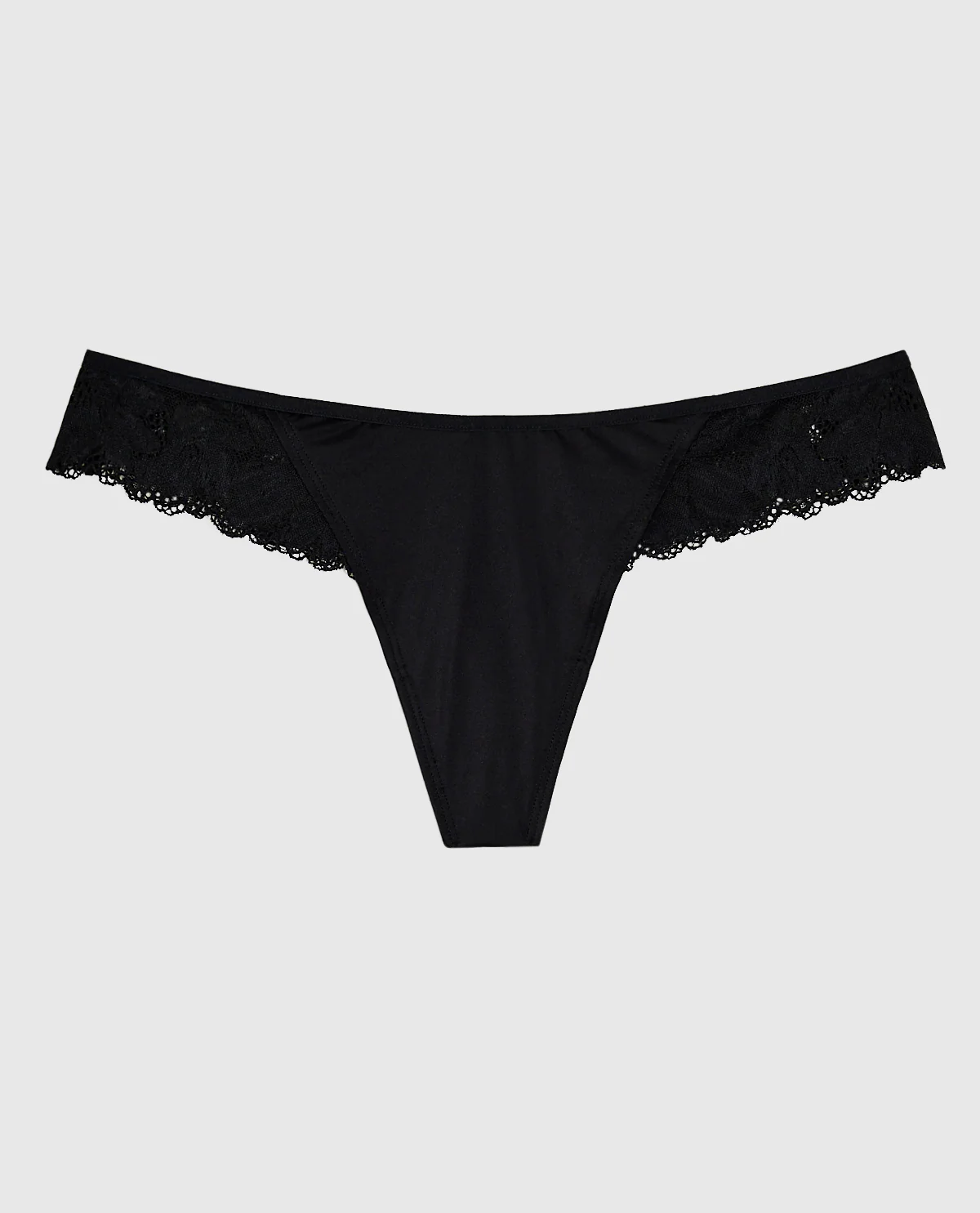 High Leg Lace Thong in Black - Image 4