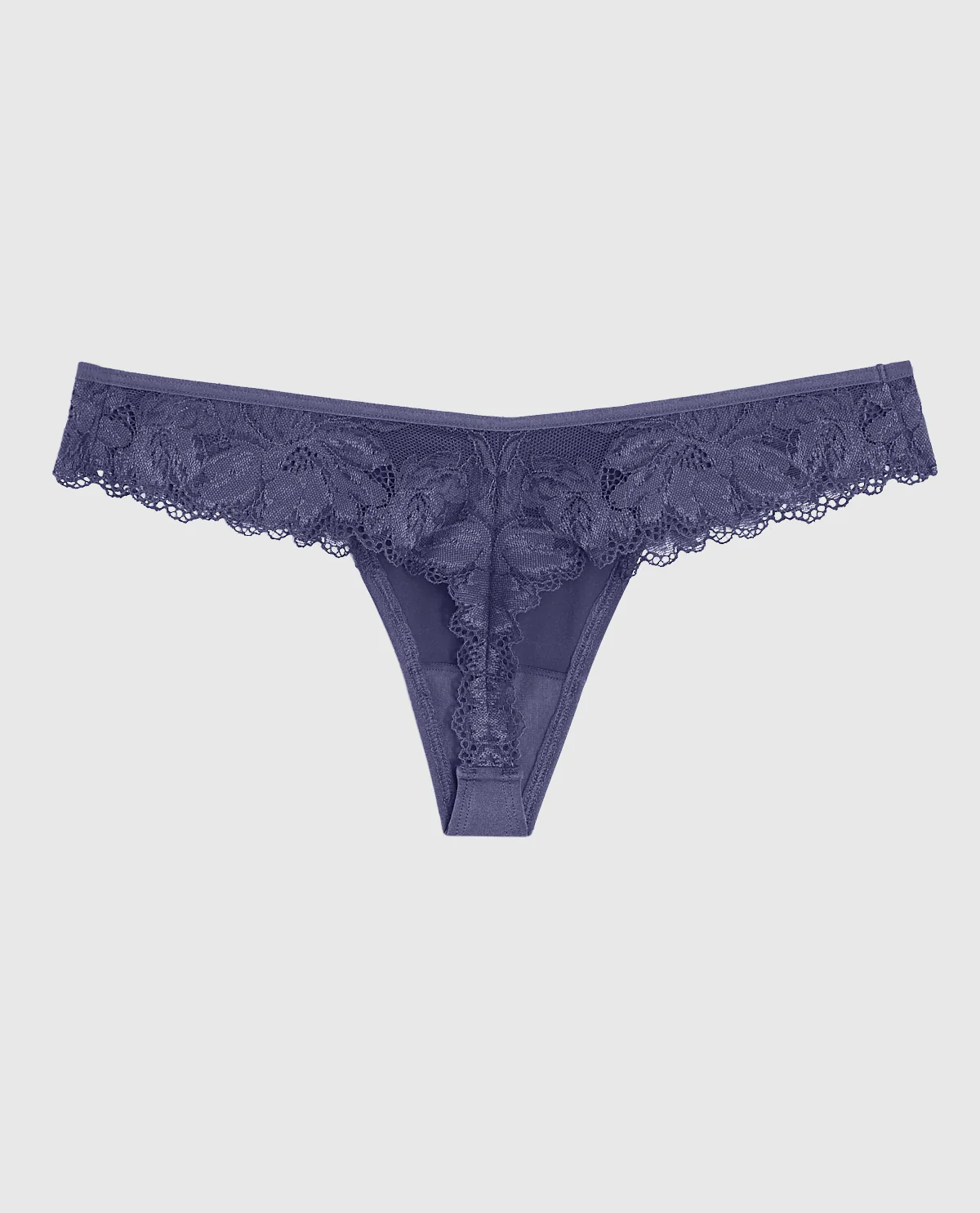 High Leg Lace Thong in Dusk Blue - Image 5
