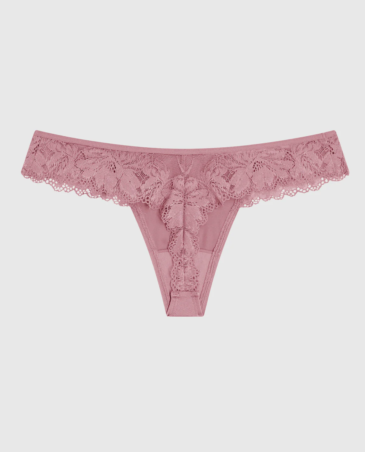 High Leg Lace Thong in Sheer Mauve - Image 5