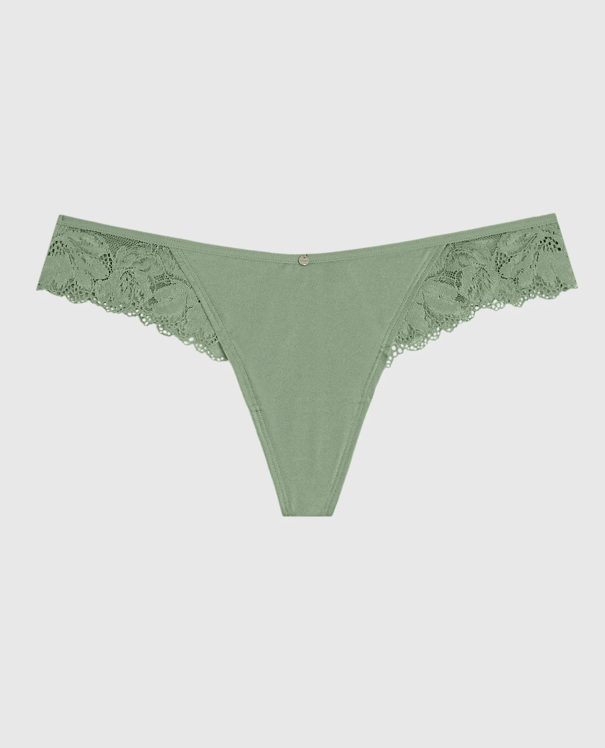 High Leg Lace Thong in Soft Sage - Image 4