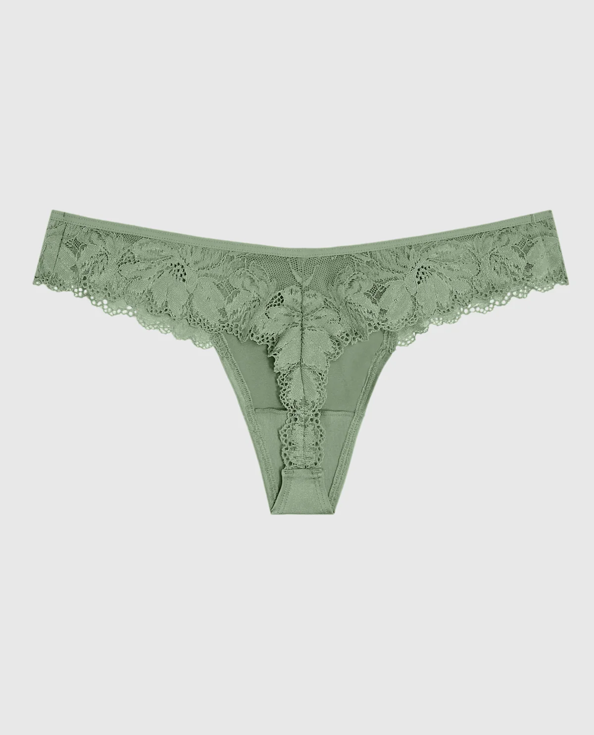 High Leg Lace Thong in Soft Sage - Image 5