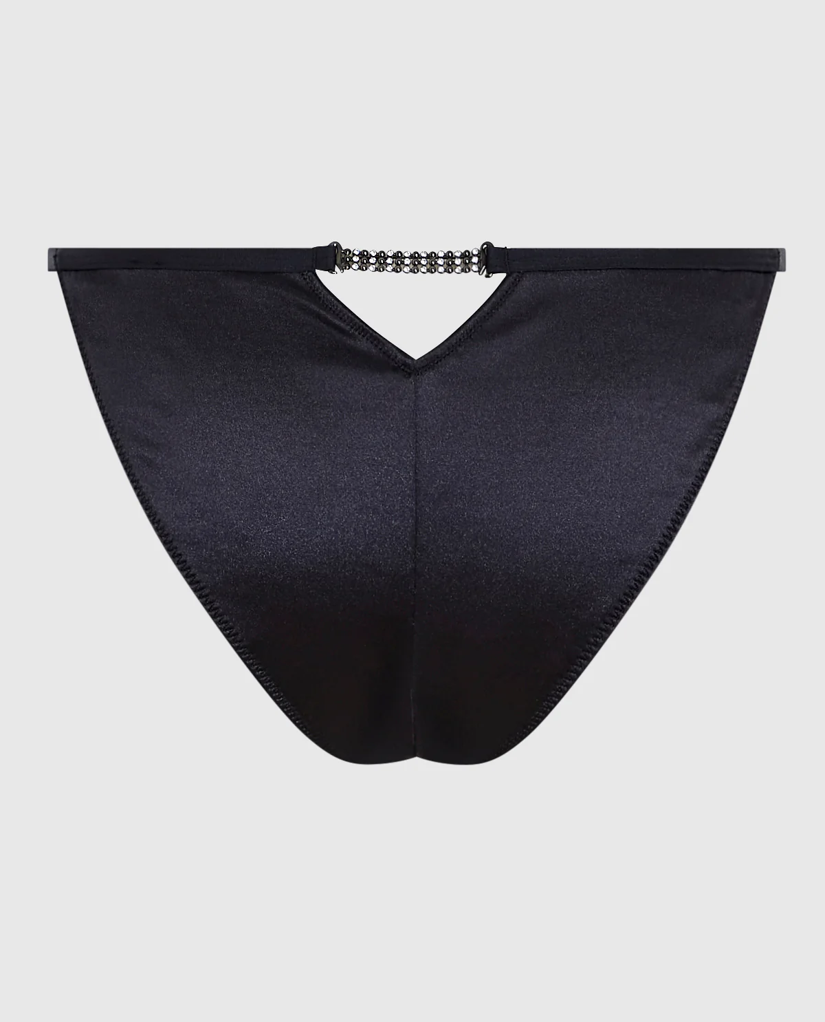 High Leg Thong Satin Panty in Smoulder Black - Image 3