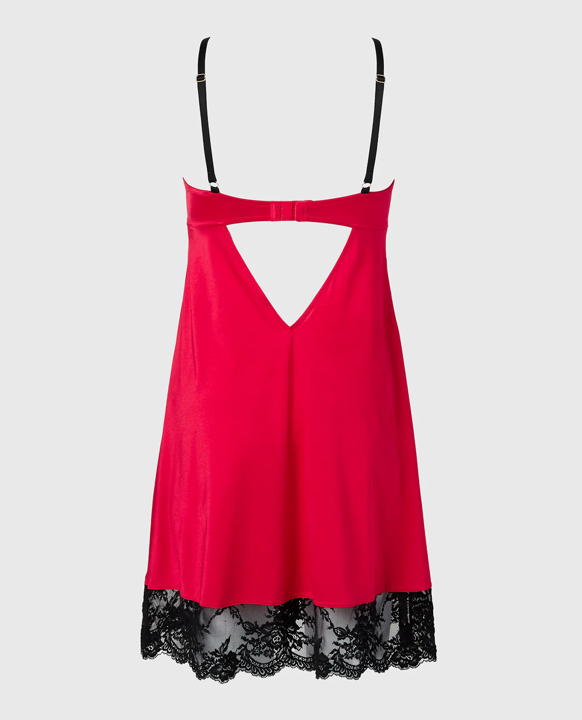 High Shine Microfiber Slip With Opulent Lace in Crimson - Image 5