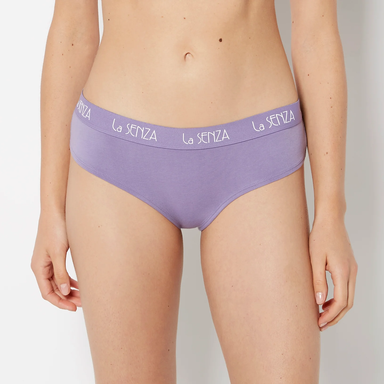 Hipster Cotton Panty with Art Deco Logo Band in Purple Haze