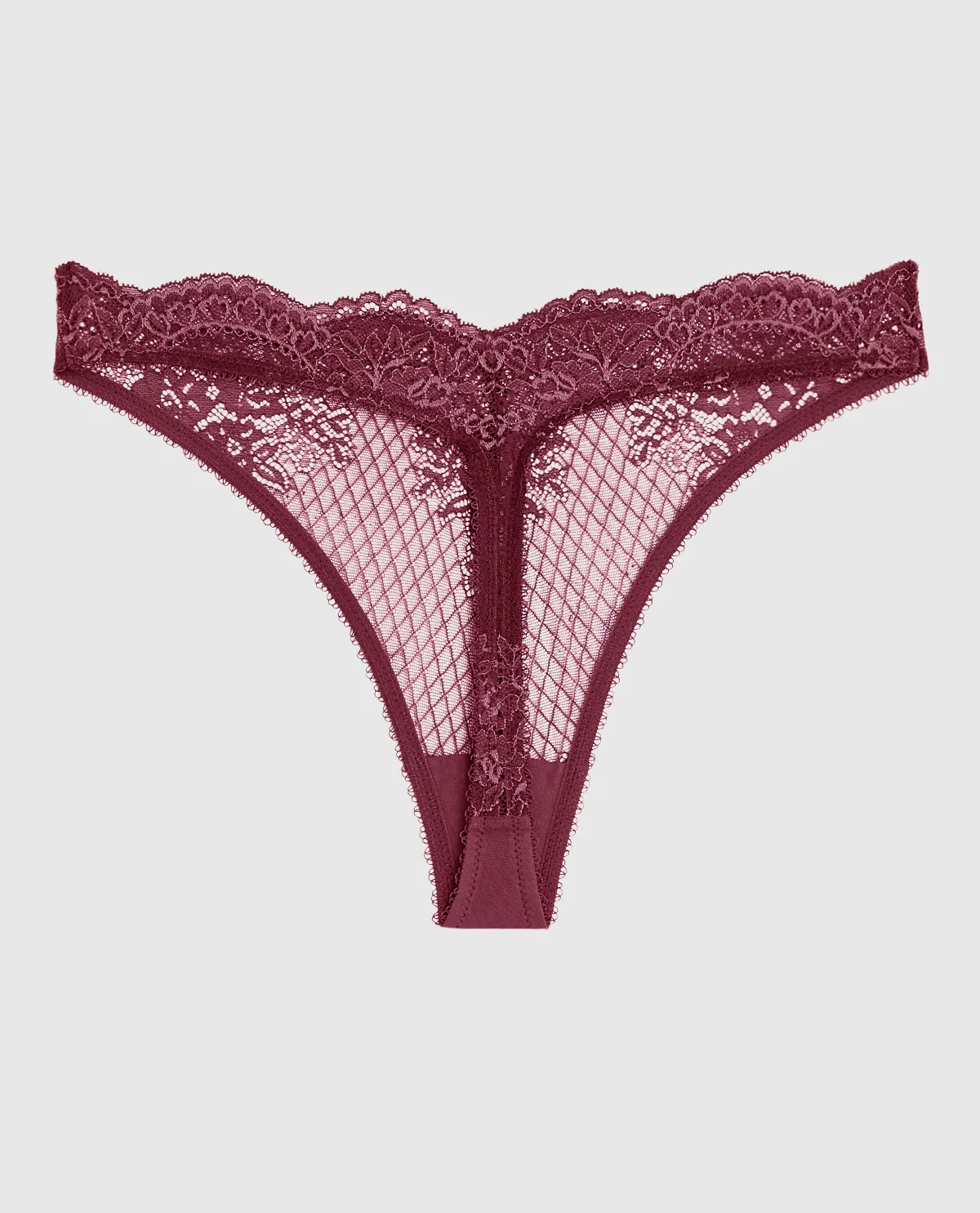 Lace High Leg Thong Panty in Opulent Red - Image 5