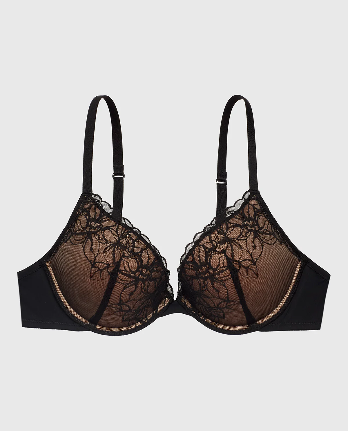 Lace Push Up Bra in Black and Blush - Image 5