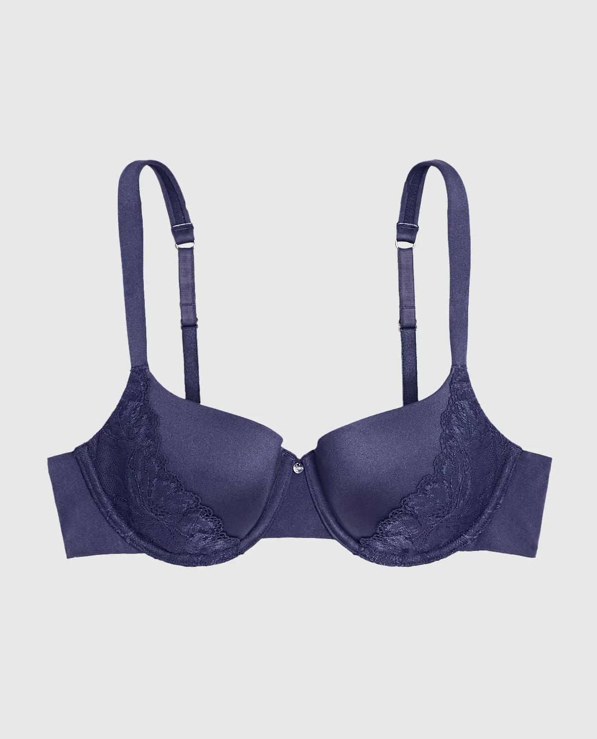 Lightly Lined Balconette Bra with Lace in Dusk Blue - Image 4
