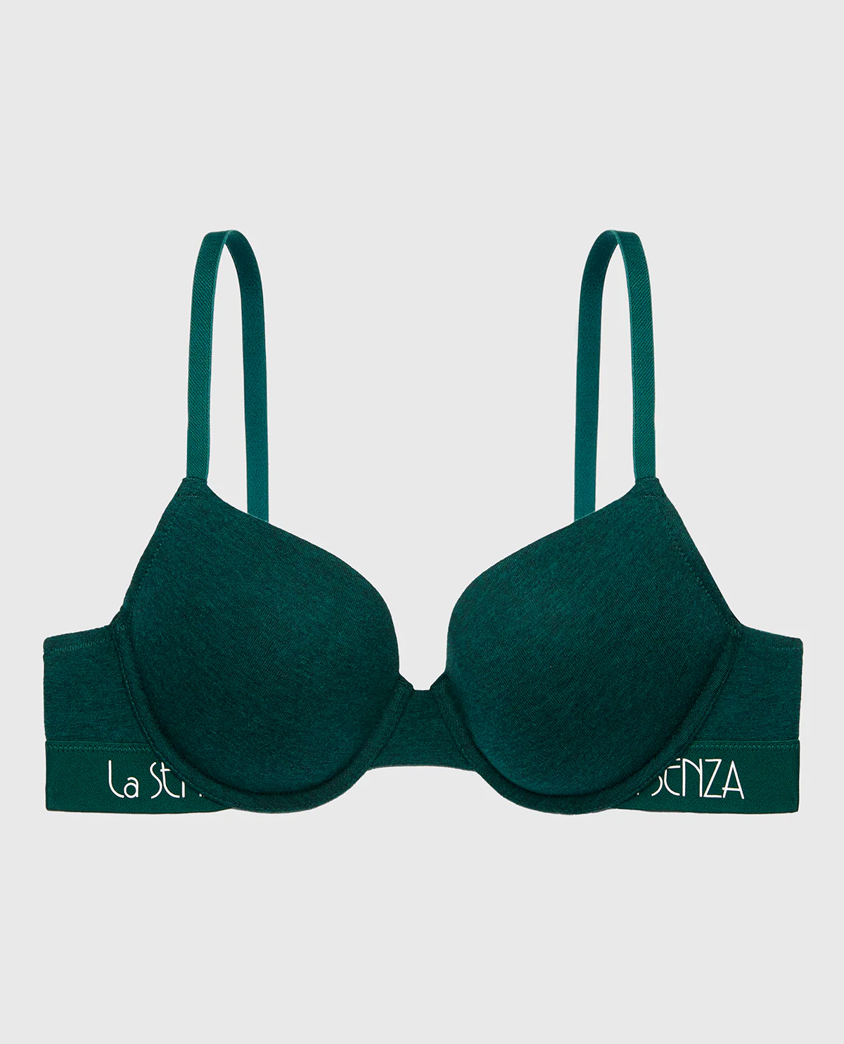 Lightly Lined demi bra with art deco logo in Emerald Green Heather - Image 4