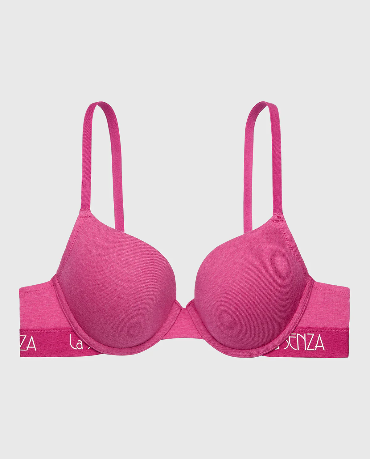 Lightly Lined demi bra with art deco logo in Fuchsia Red Heather - Image 4