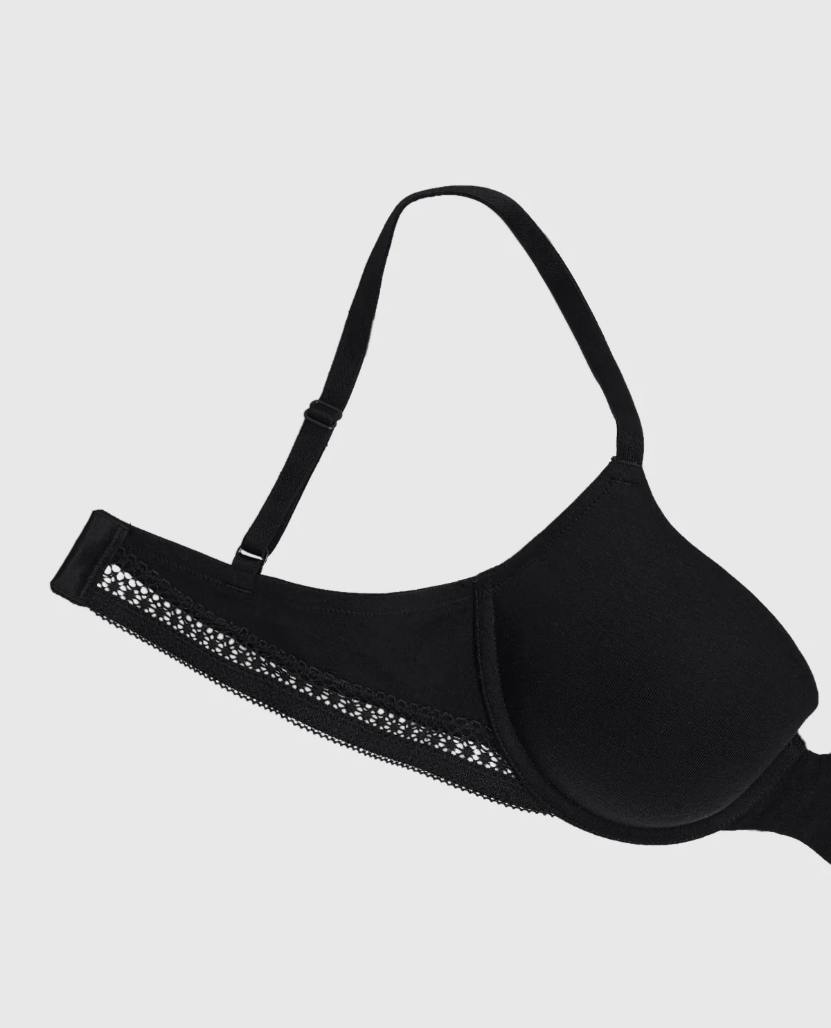 Lightly Lined Demi Bra with Lace in Black - Image 5