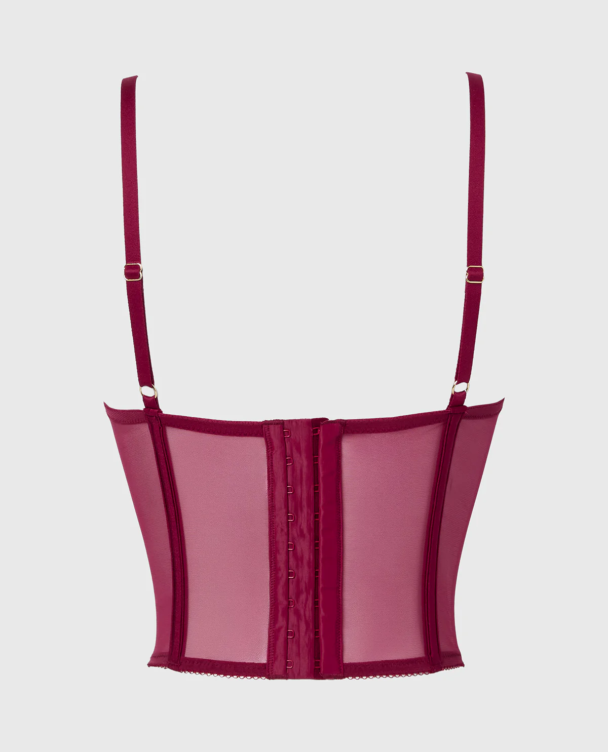 Lightly Lined Demi Bustier with romantic lace and Mesh in Plum Rose - Image 5