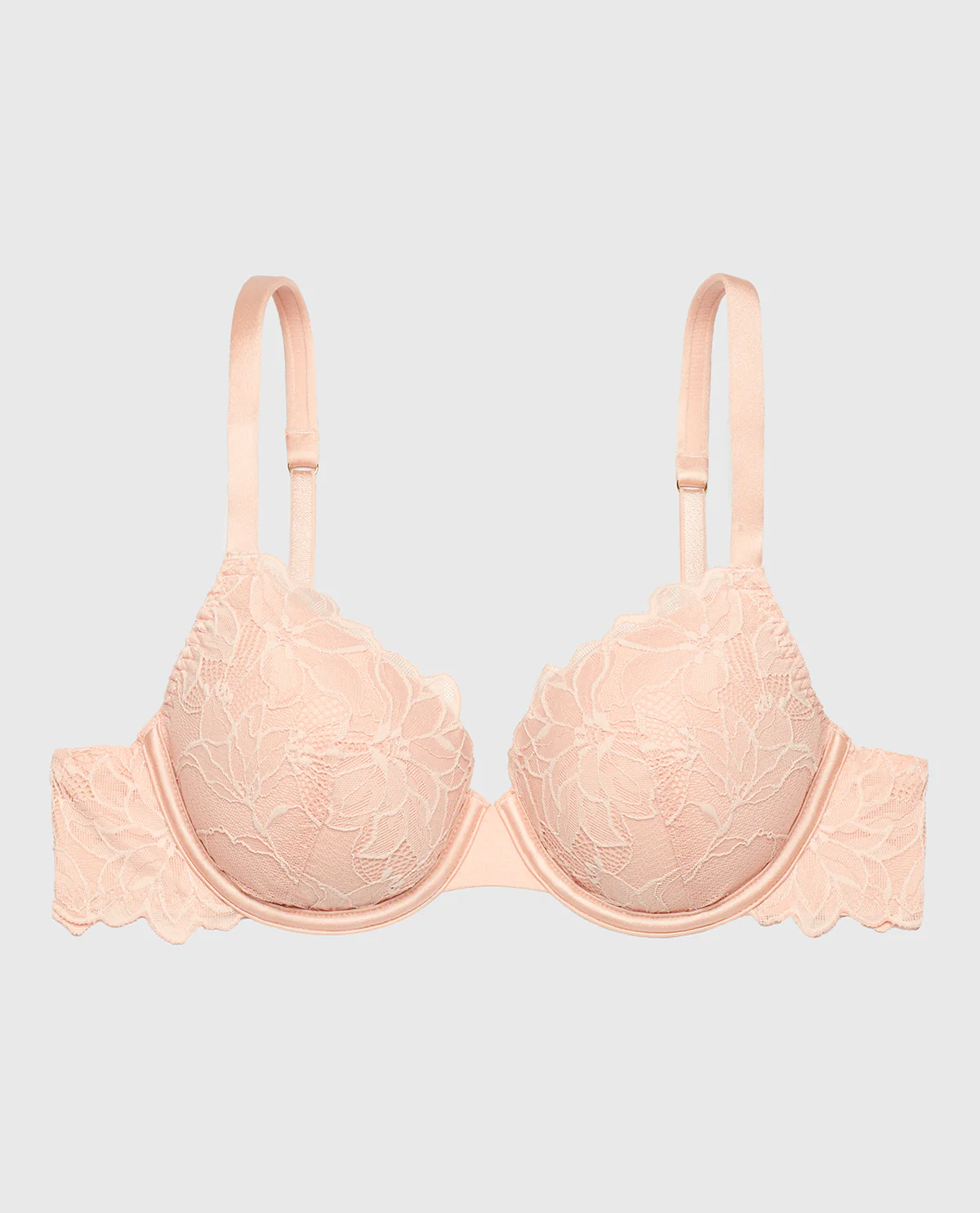 Lightly lined Full Coverage All Over Reverie Lace Bra in Cameo Rose - Image 4