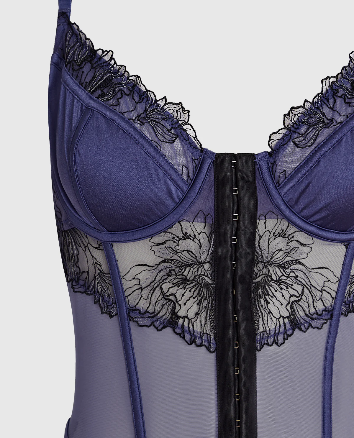 Lightly Lined Lace Bodysuit in Dusk Blue - Image 6