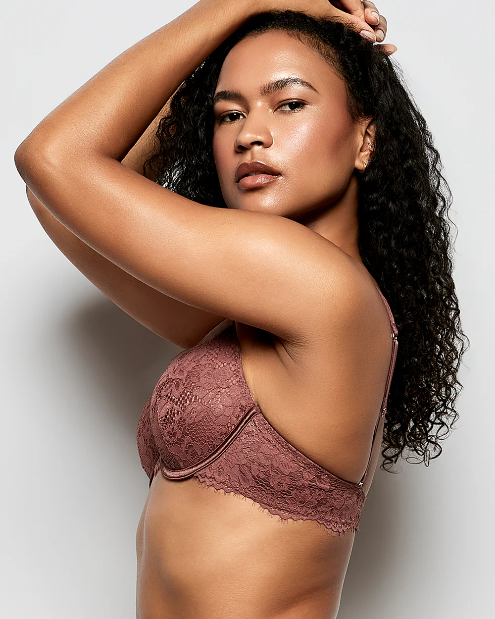Lightly Lined Lace Full Coverage Bra in Dusty Cedar - Image 2