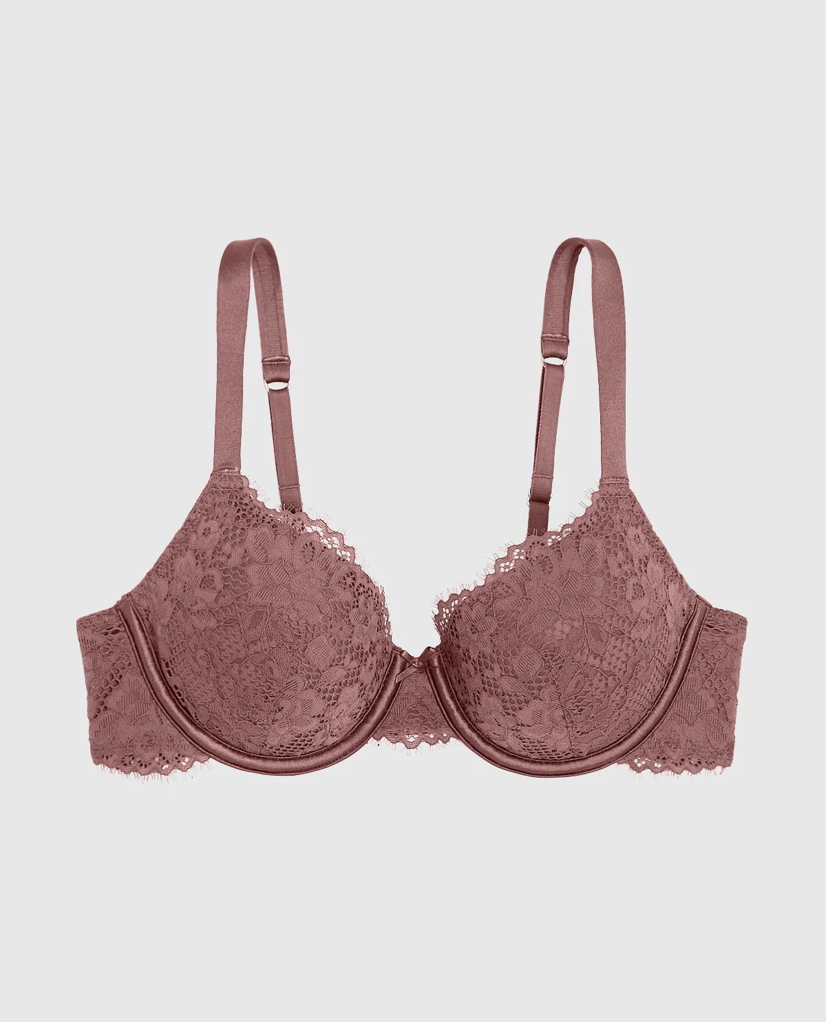 Lightly Lined Lace Full Coverage Bra in Dusty Cedar - Image 4