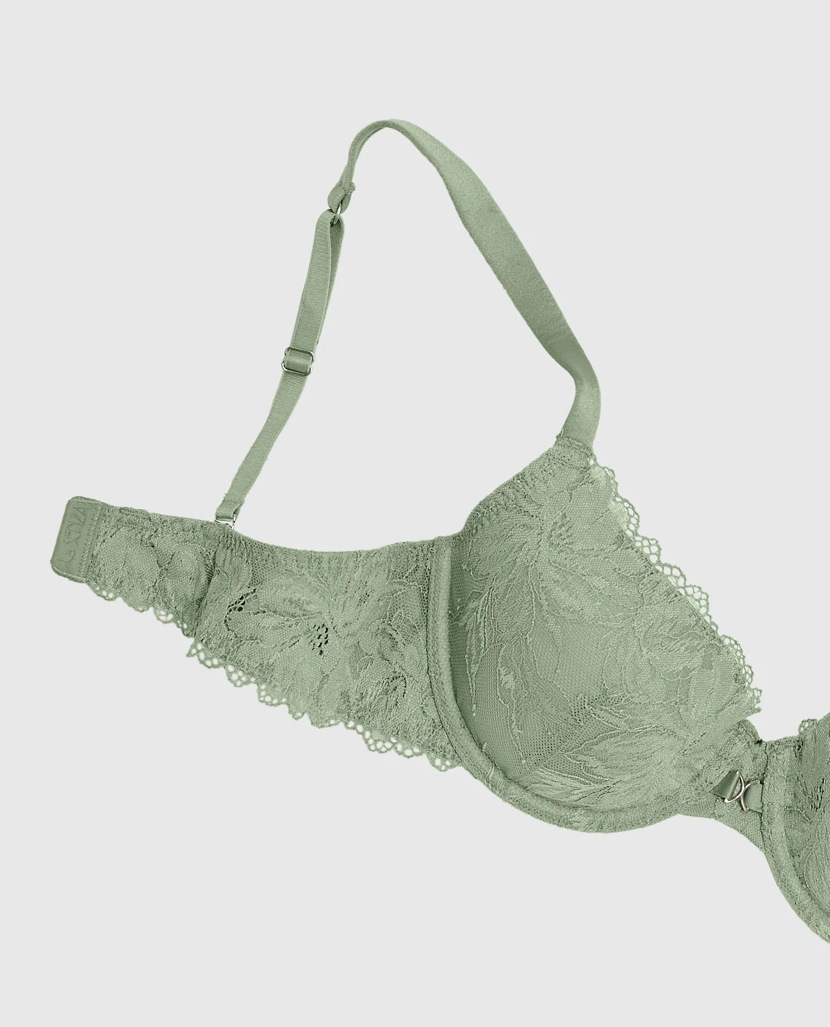 Lightly Lined Lace Full Coverage Bra in Soft Sage - Image 5