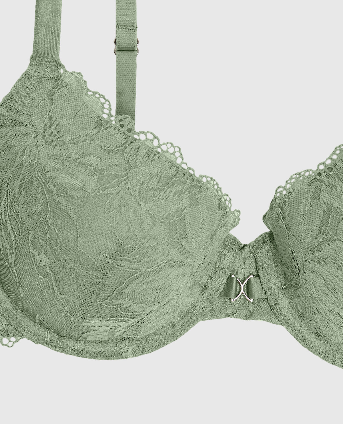 Lightly Lined Lace Full Coverage Bra in Soft Sage - Image 6