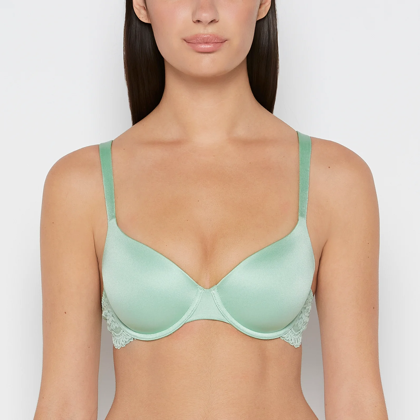 Lightly Lined Micro Cup Bra With Lace Wing in Hemlock