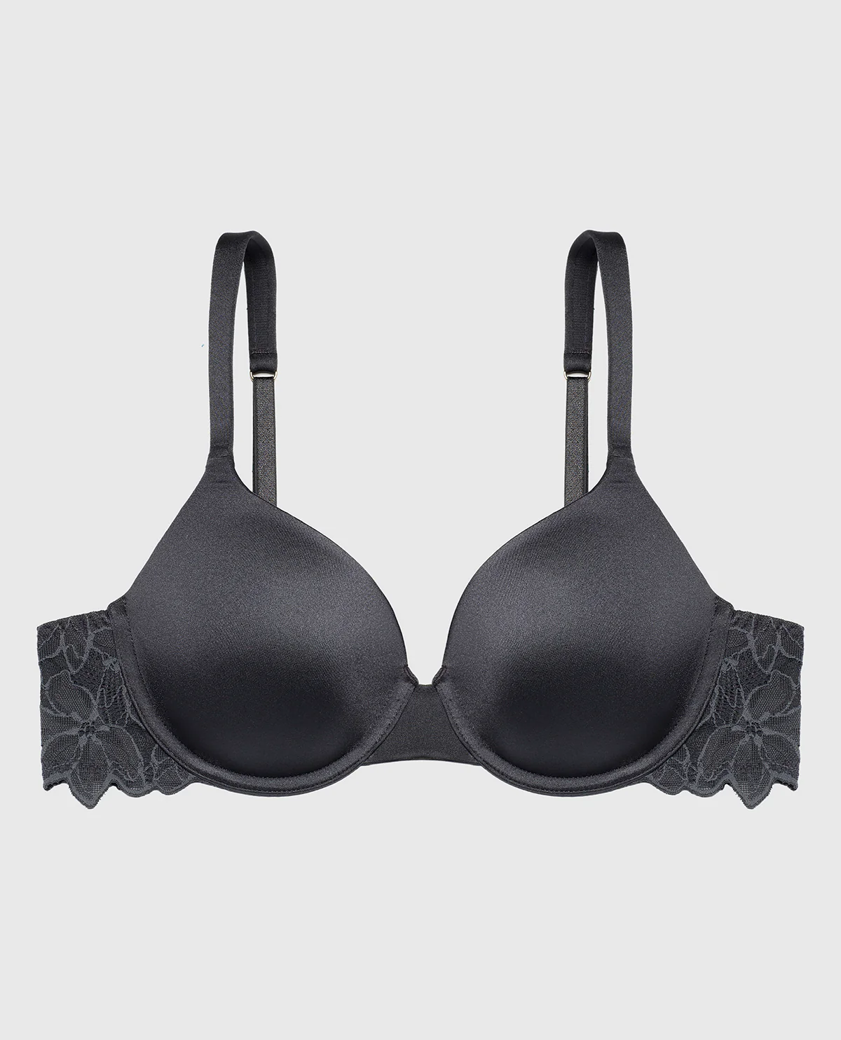 Lightly Lined Micro Cup Reverie Bra with Lace Wing in Ebony - Image 4