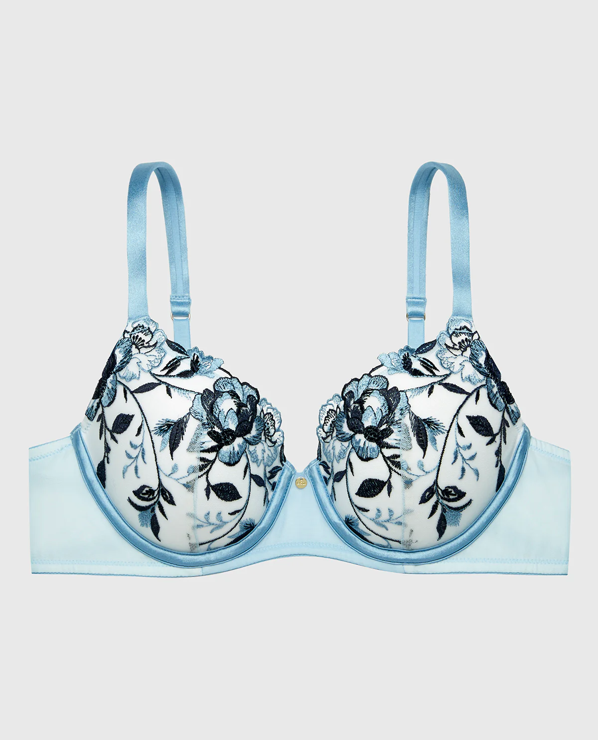 Lightly Lined Perfect Coverage Bra in Ivory with Glacier Lake and Dark Navy - Image 4