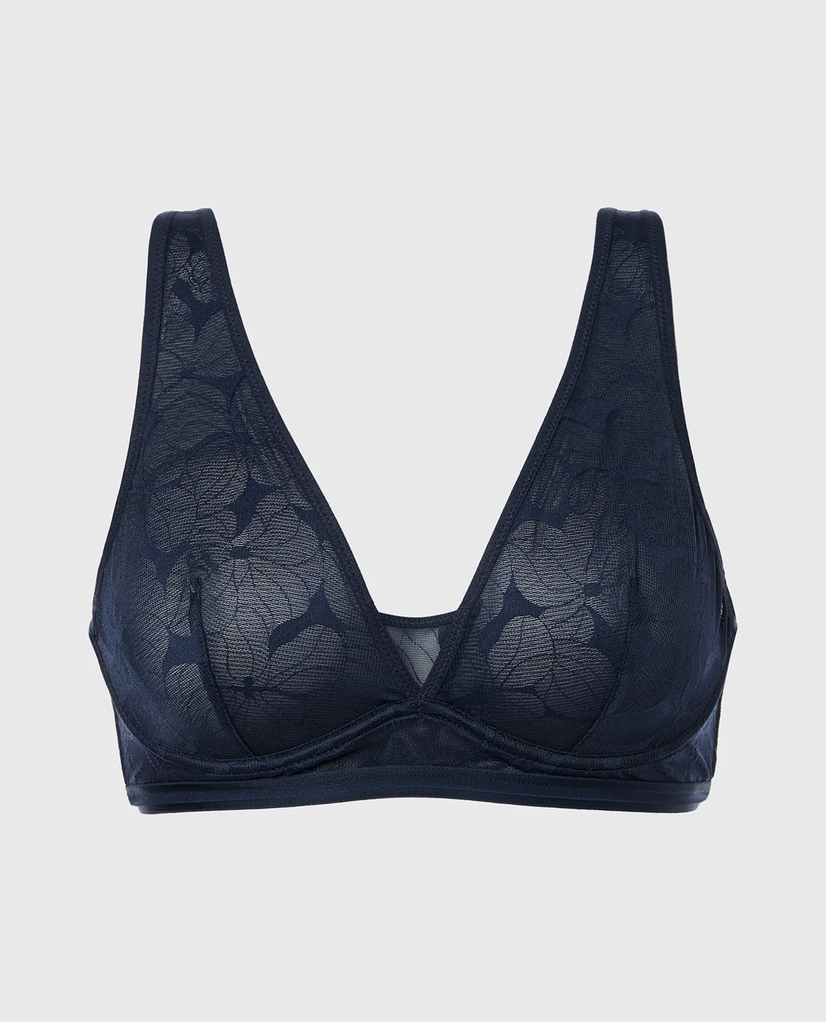 Lined Wired Triangle Bralette in Navy - Image 4
