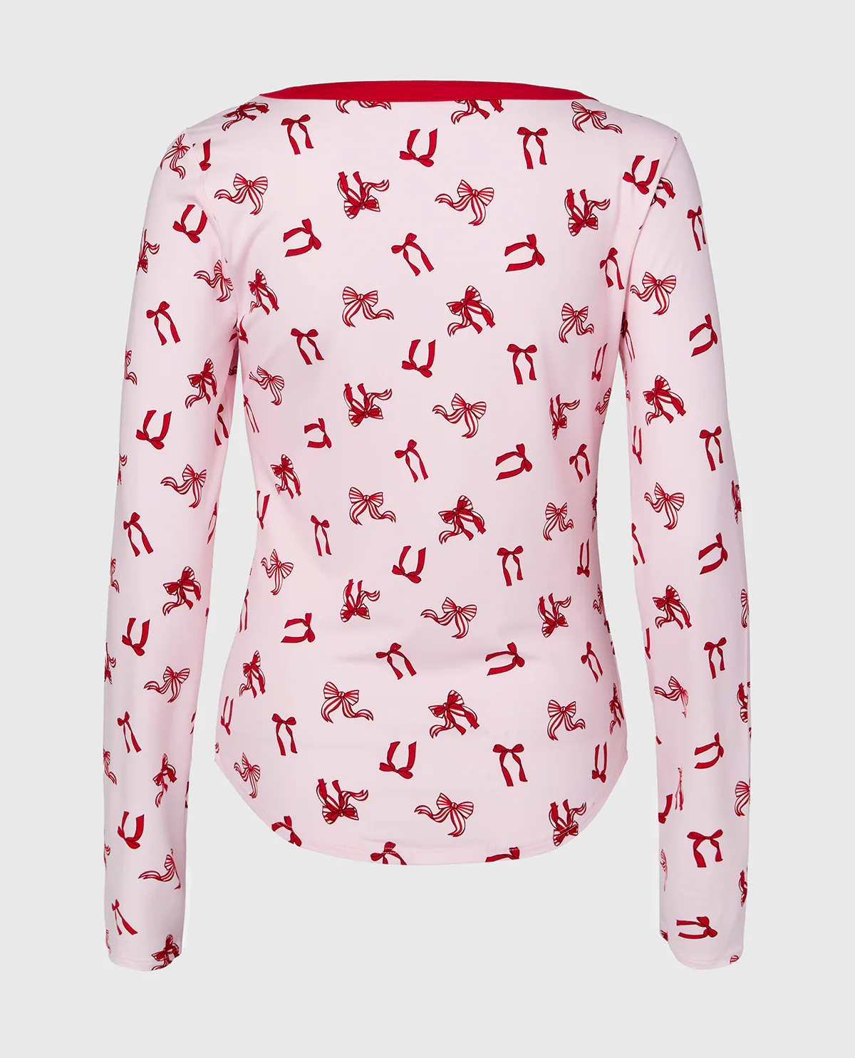 Long sleeve brushed jersey v-Neck top in Big Sweet Bows - Image 5