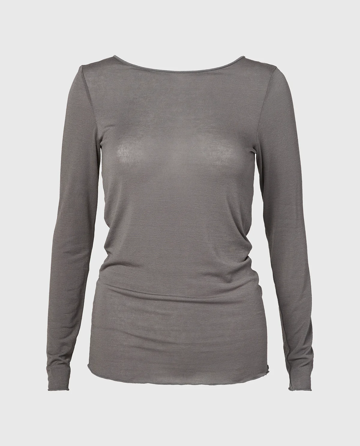 Long Sleeve Modal/Cashmere in Heather Grey - Image 4
