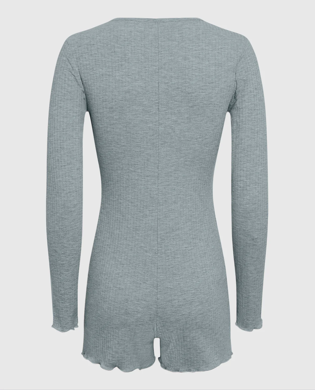 Long Sleeve Ribbed Onesie in Cool Gray - Image 2