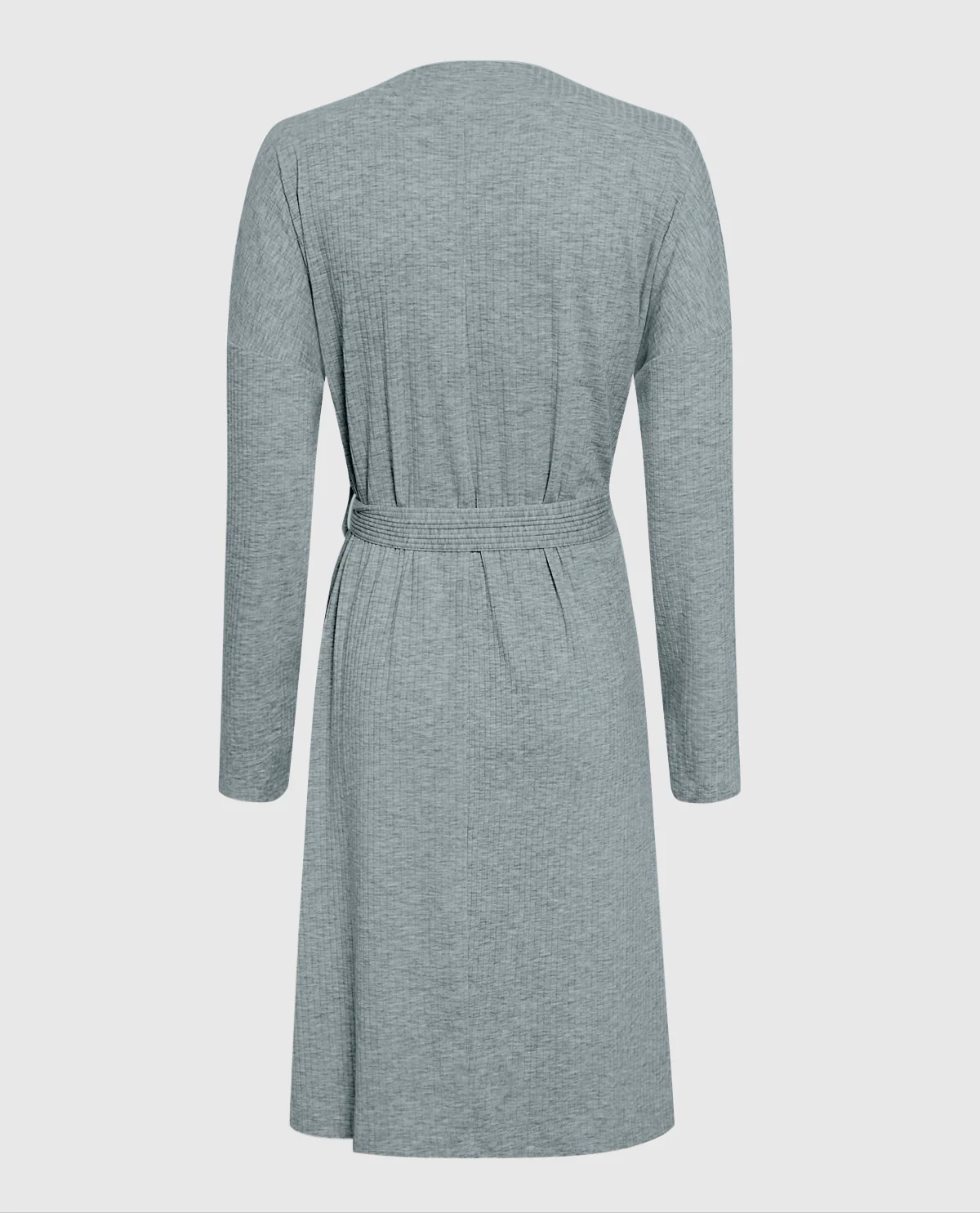 Long Sleeve Ribbed Robe in Cool Gray - Image 2