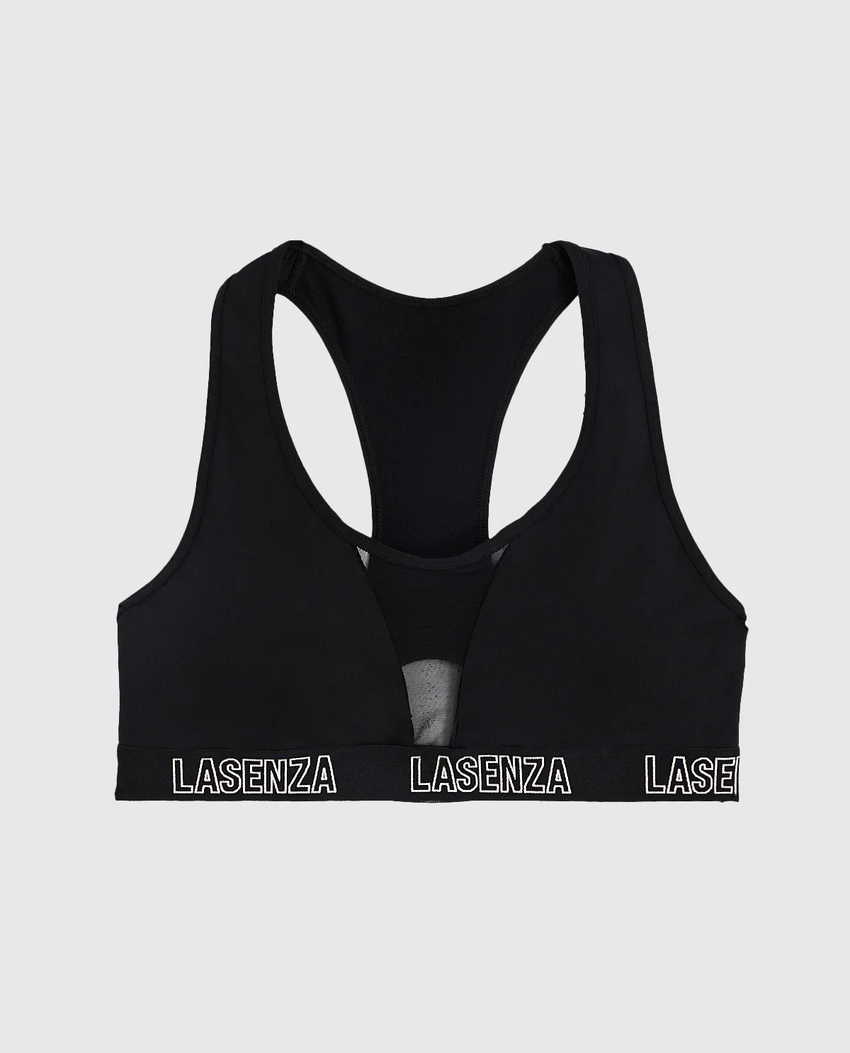 Low Impact Sports Bra with Logo in Smoulder Black - Image 3