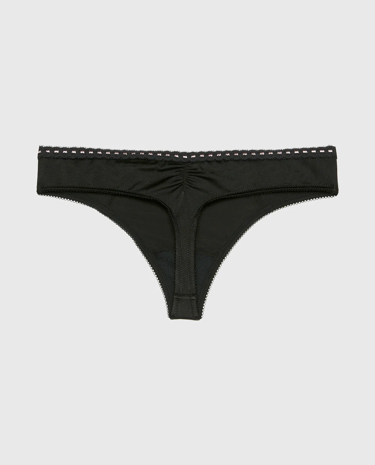 Low Rise thong In Microfiber with Ribbon Detailing in Tuxedo Black - Image 5