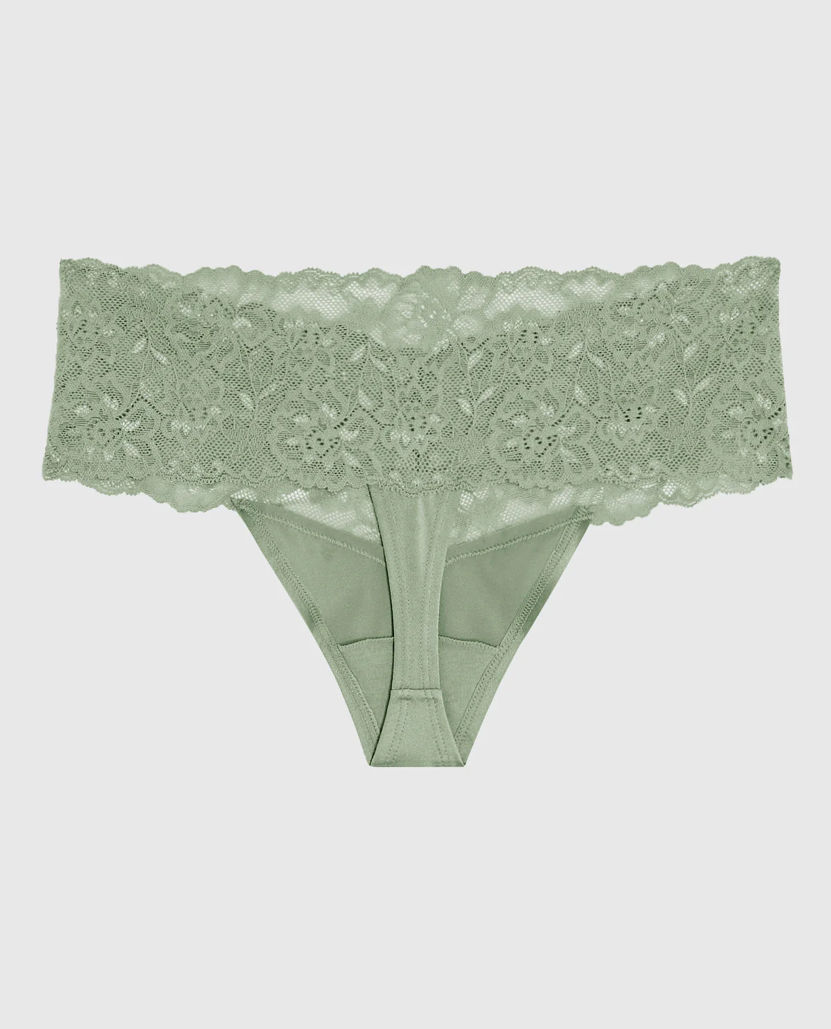 Magnificent Lace Thong Panty in Soft Sage - Image 5