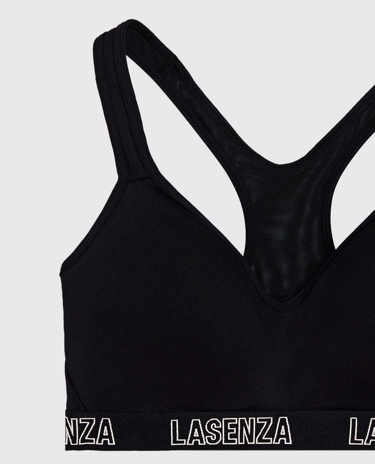 Medium Impact Logo Sports Bra in Tuxedo Black - Image 2