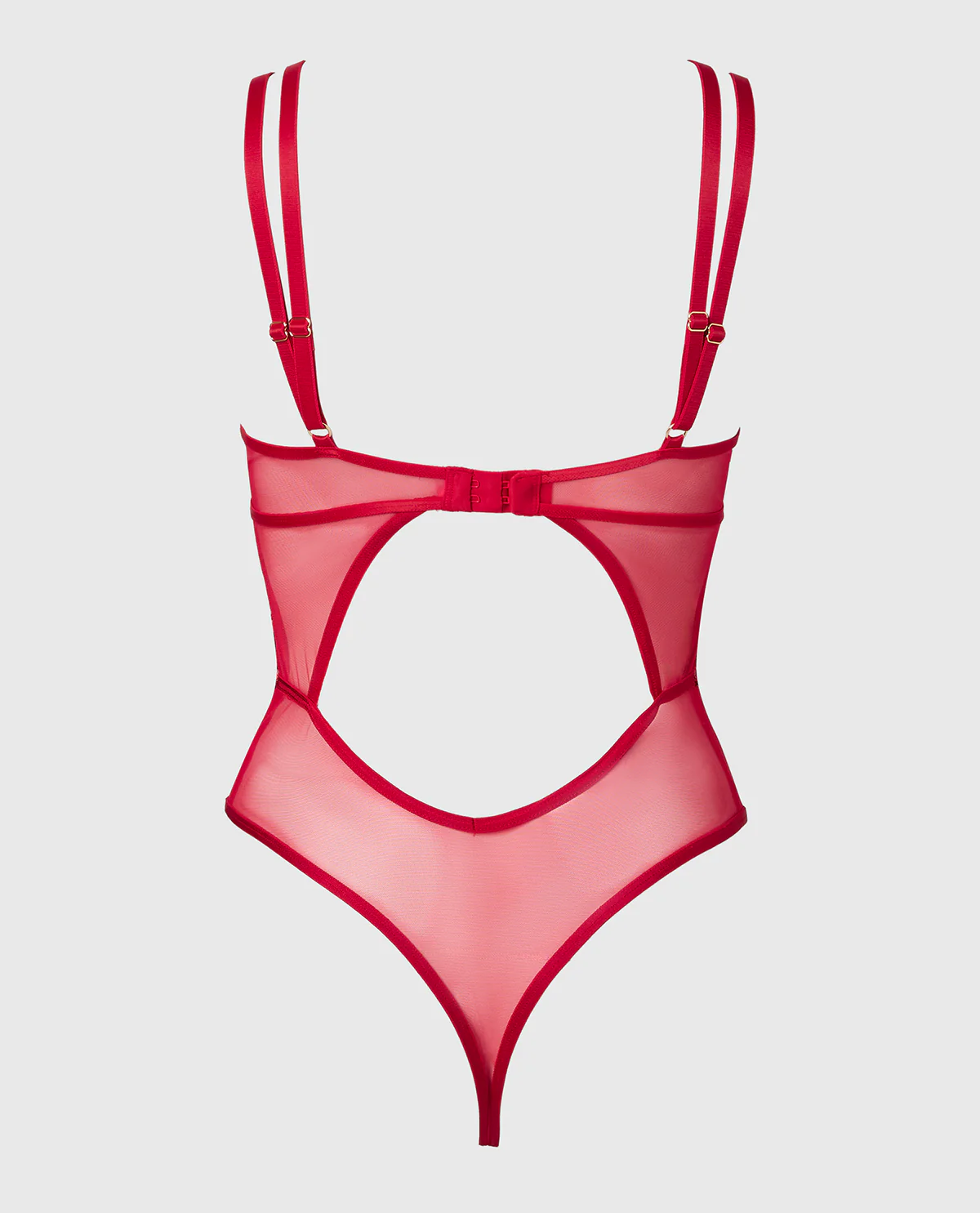 Mesh Bodysuit in Evening Blush with Crimson and Russian Ruby - Image 5