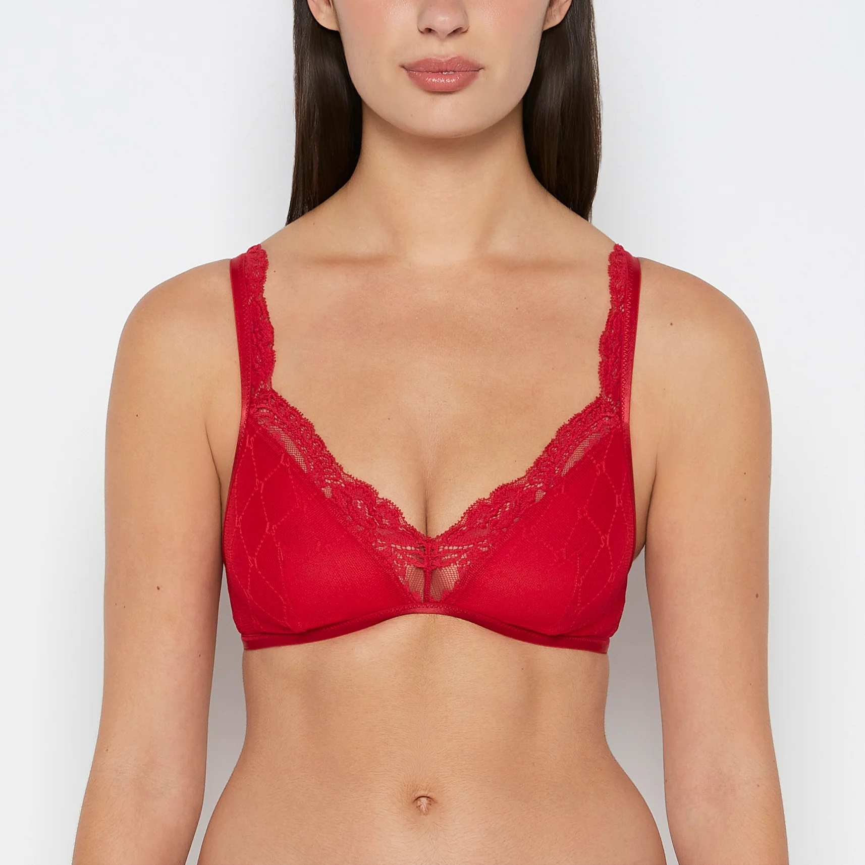 Mesh Demi Bra in Crimson