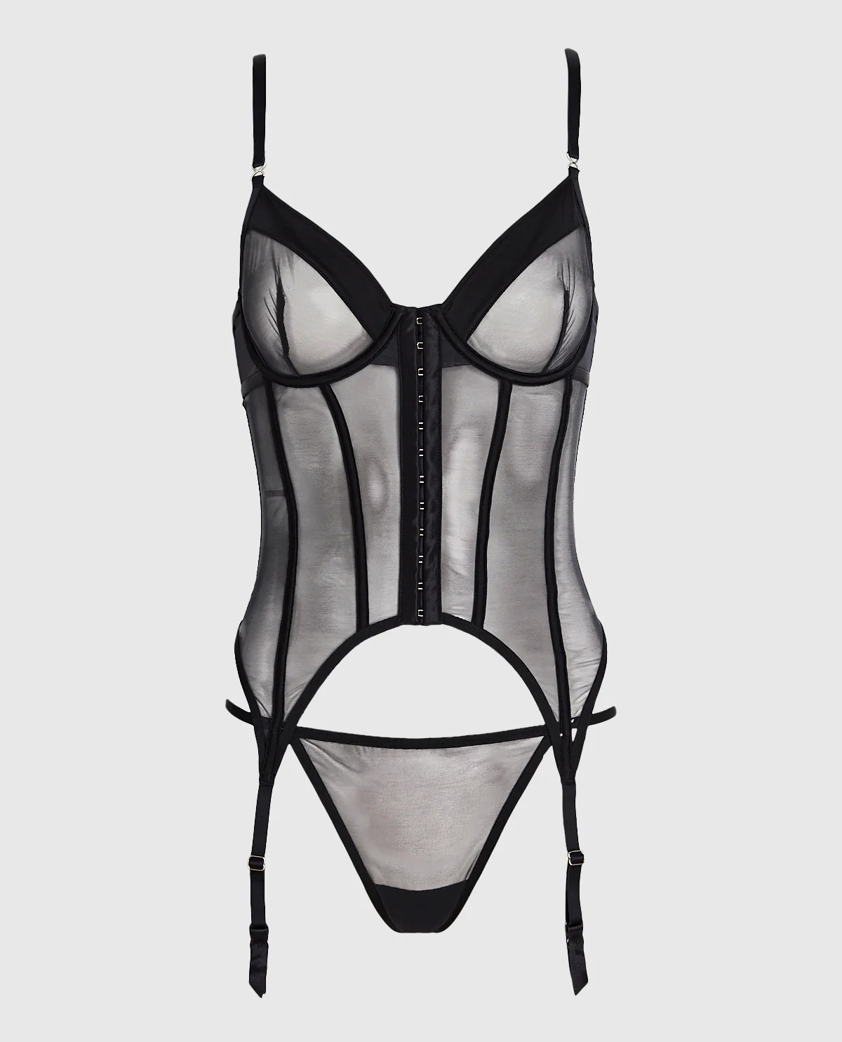 Mesh Hook-and-Eye Merrywidow in Black - Image 4