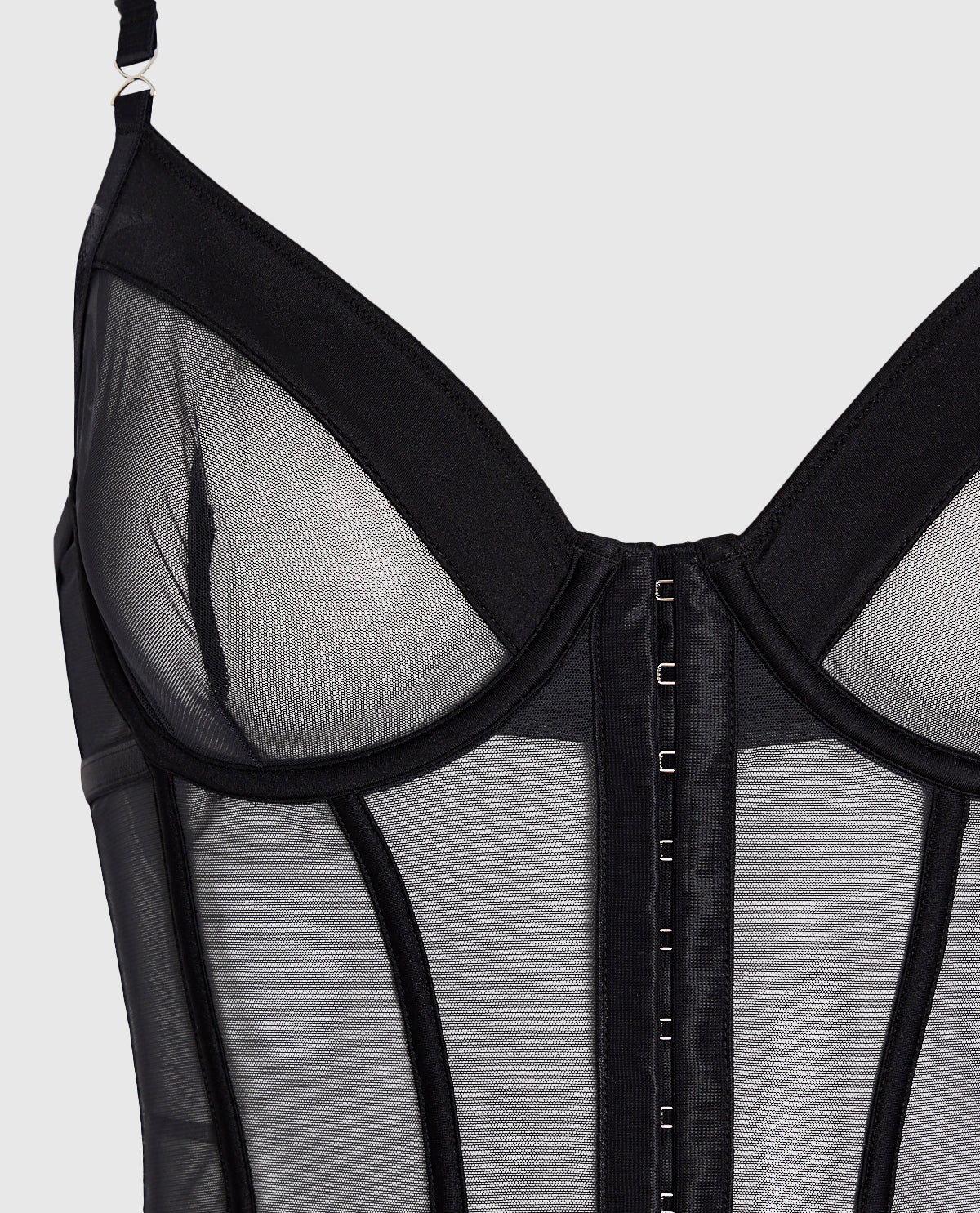 Mesh Hook-and-Eye Merrywidow in Black - Image 6