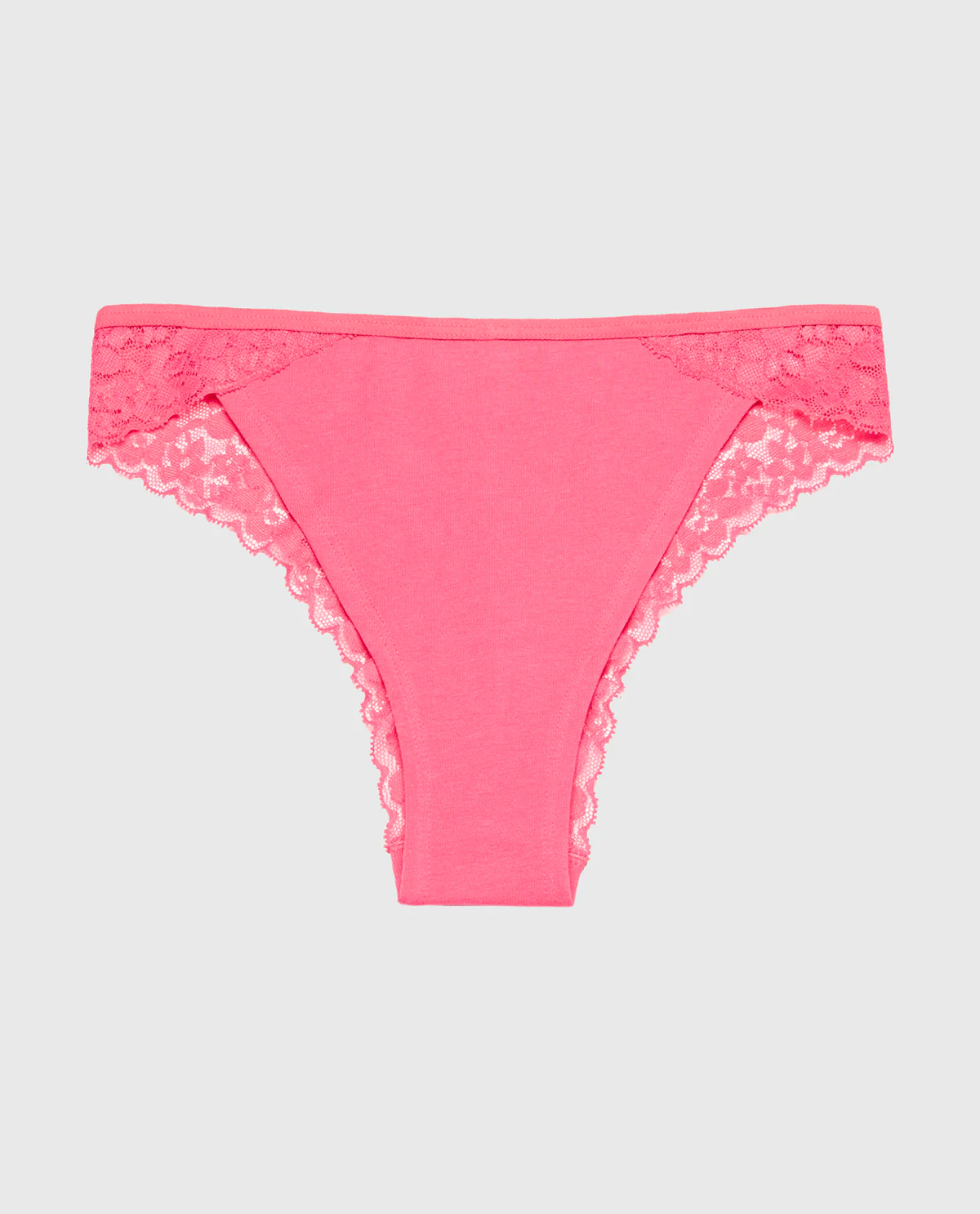 Mini Cheeky Cotton Panty With Lace Trim in Hot Pink - Image 4