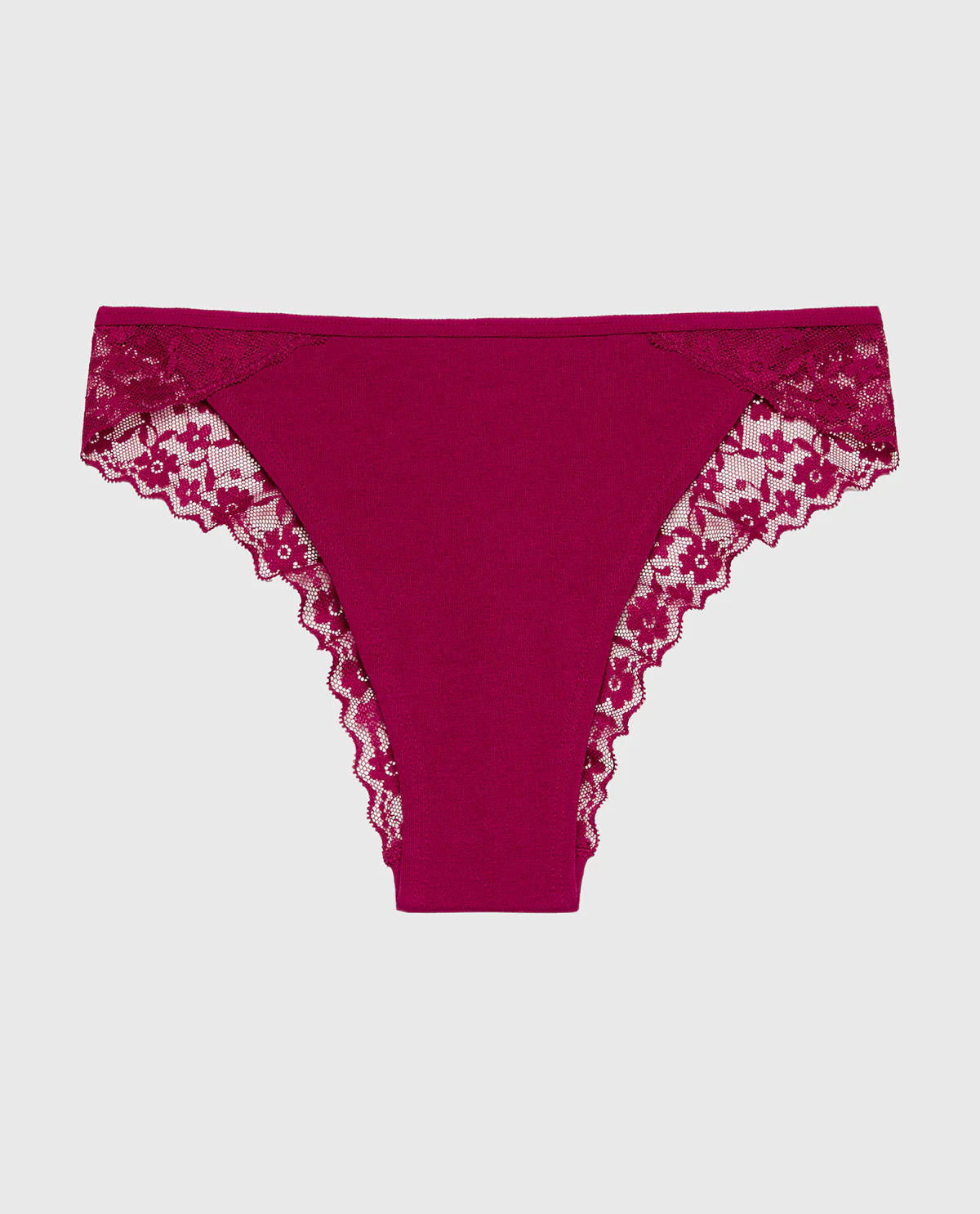 Mini Cheeky Cotton Panty With Lace Trim in Plum Rose - Image 4