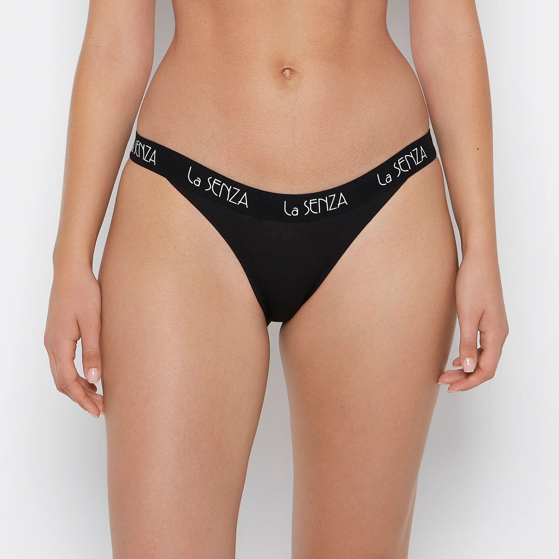 Mini Cheeky Panty with Art Deco Logo in Tuxedo Black