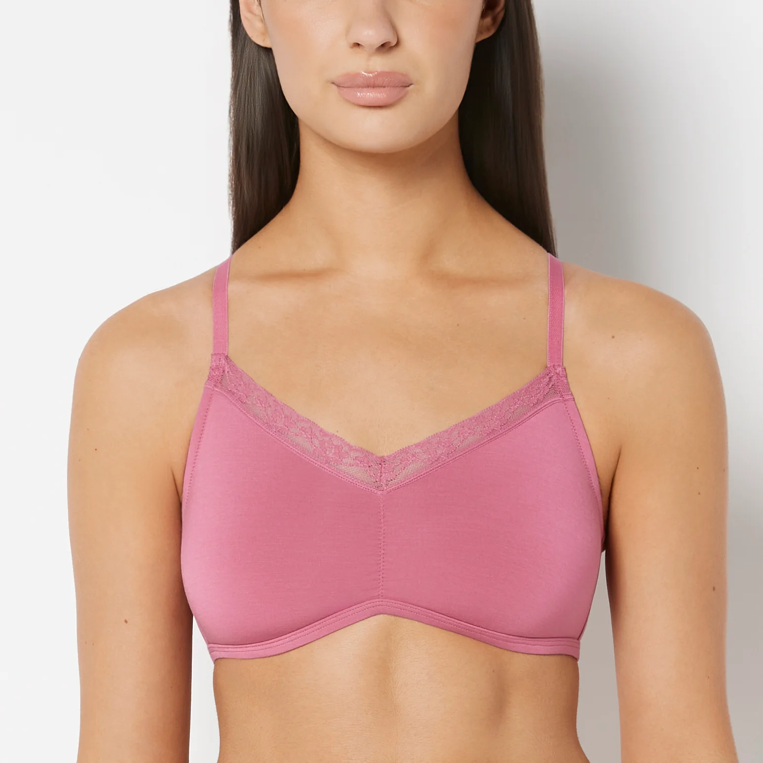 Modal Bralette with Beloved Lace Trim In Red Violet