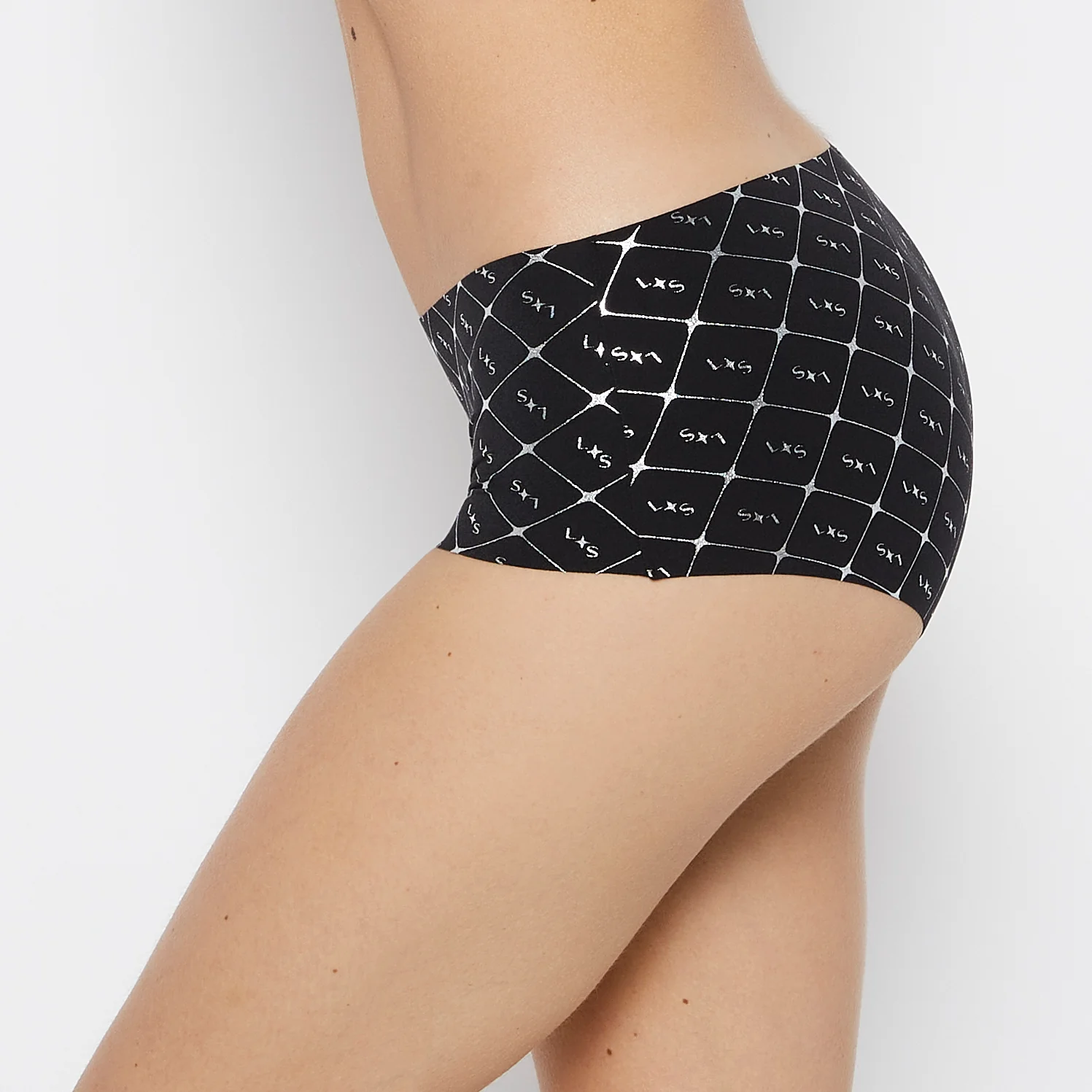No Show Boyshort Panty in Sparkle Plaid - Image 2