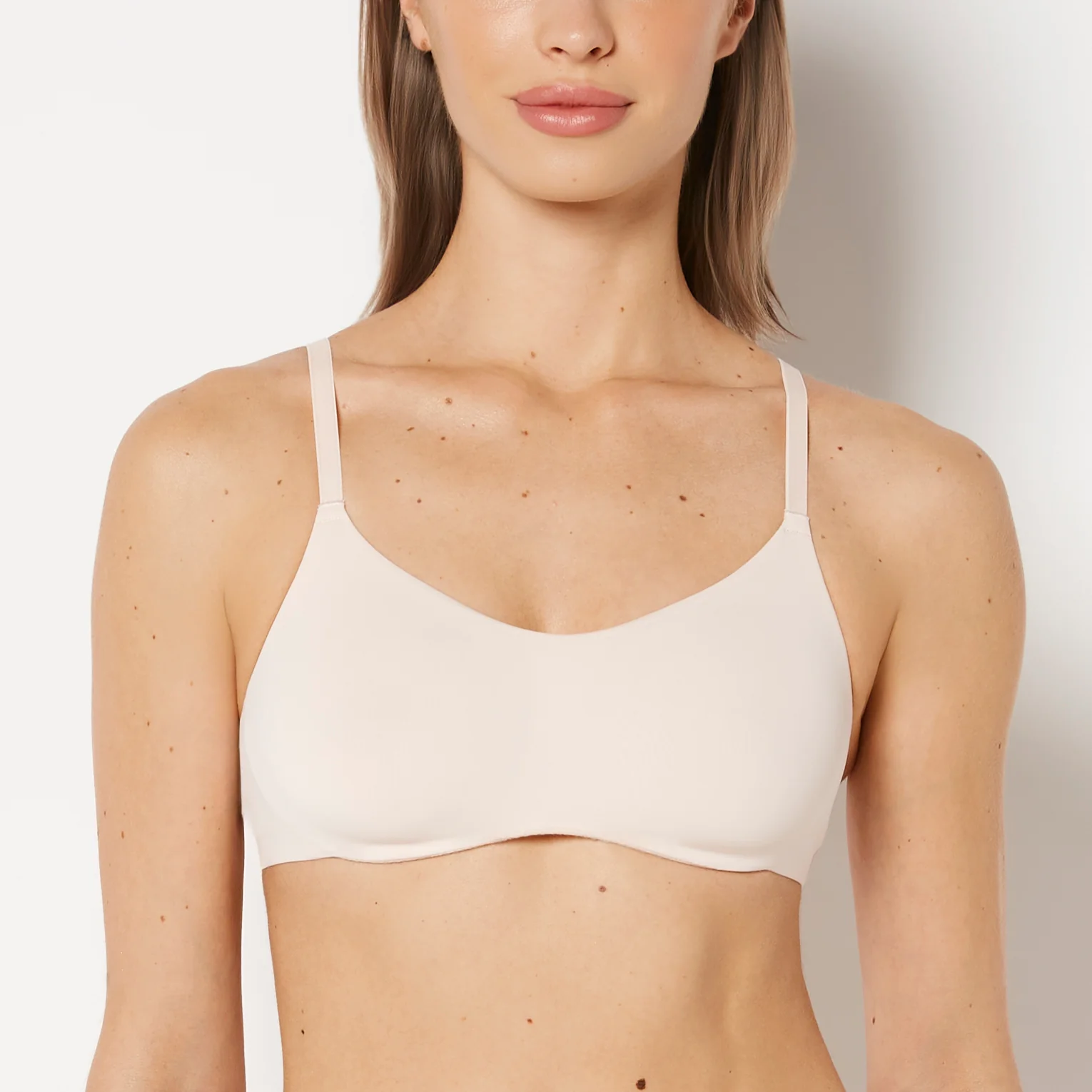 No Show Bralette With Faux Wire In Pearl Blush