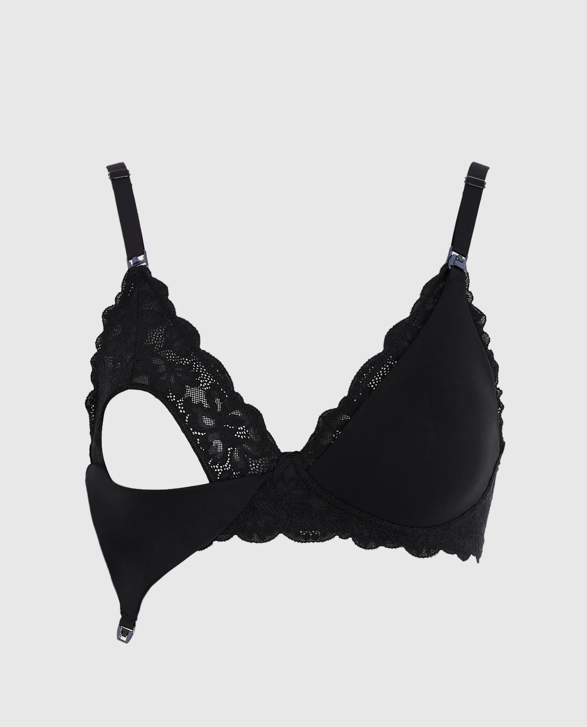 Nursing Bra with Lace Wing in Black - Image 6