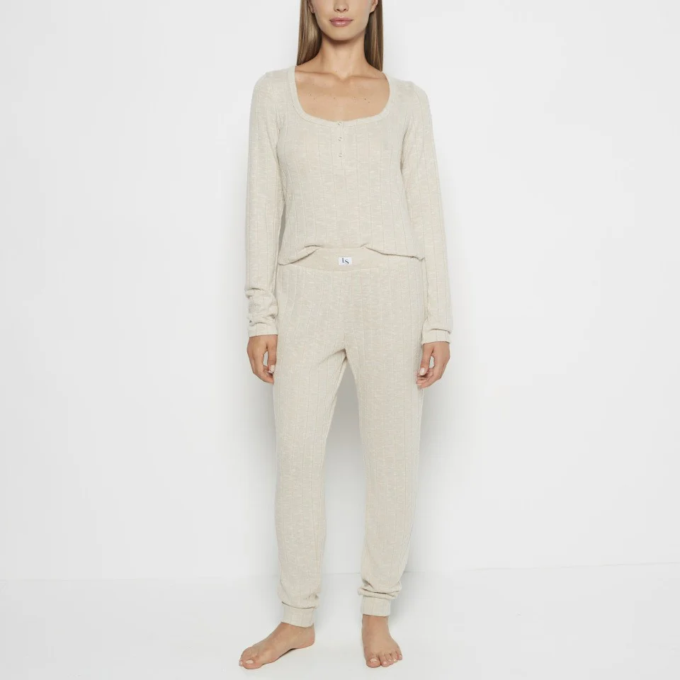 PJ Set with LS Logo Patch in Cozy Light Oatmeal