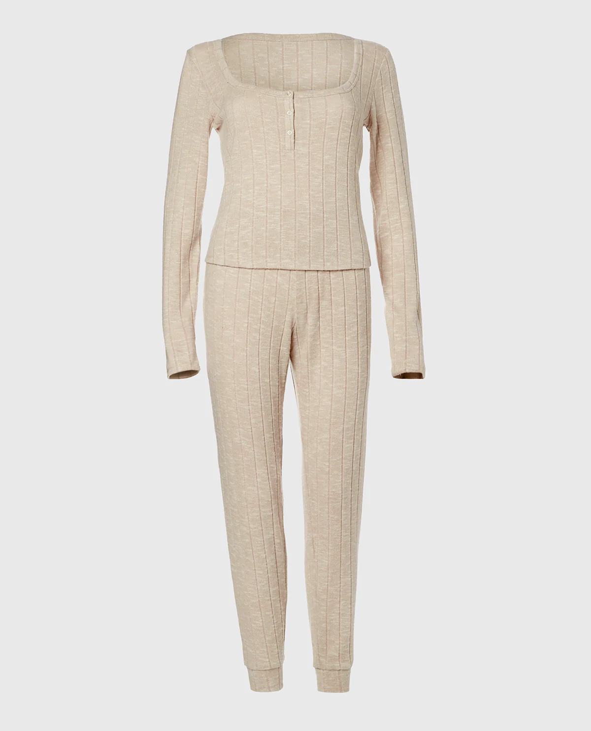 PJ Set with LS Logo Patch in Cozy Light Oatmeal - Image 4