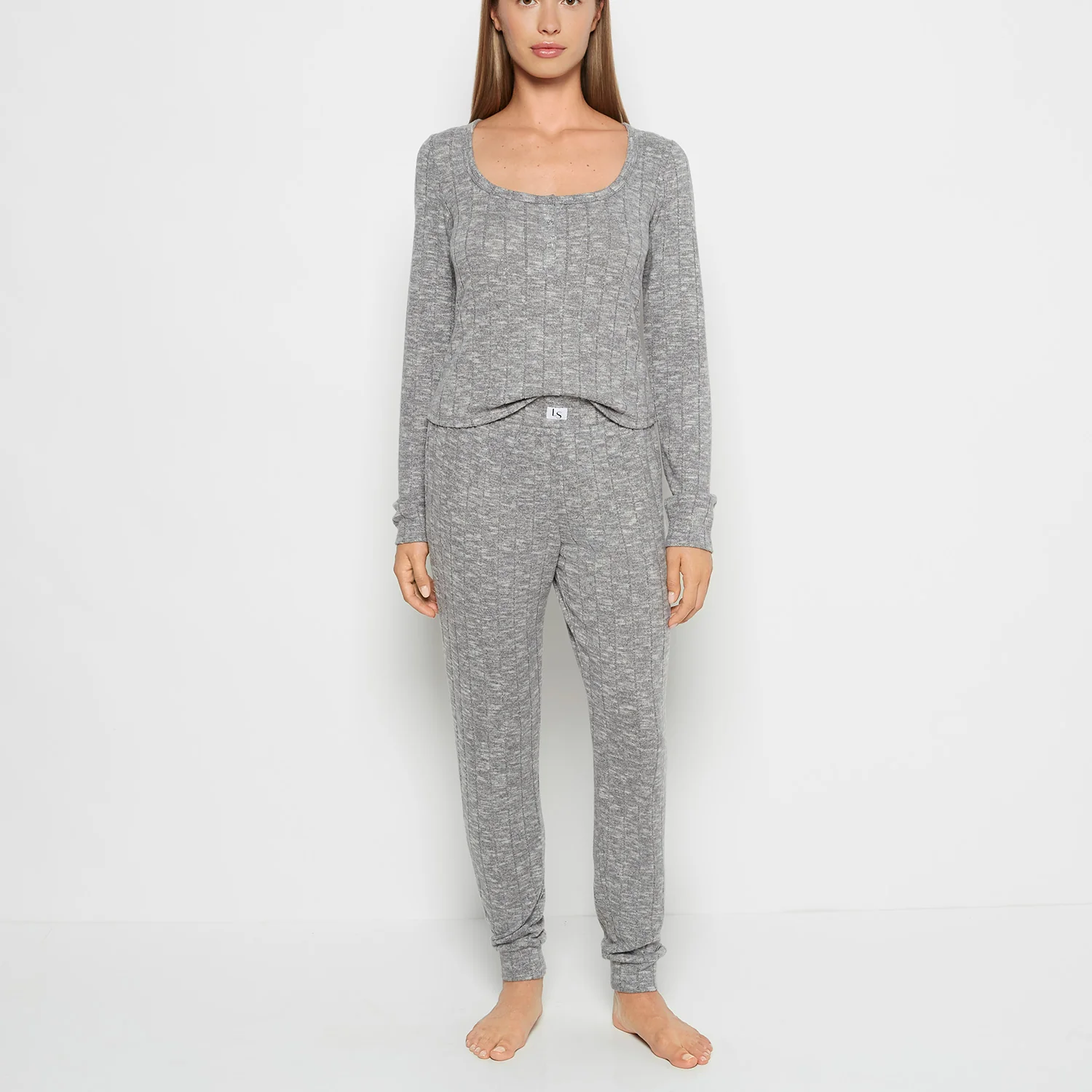 PJ Set with LS Logo Patch in Light Grey Cozy