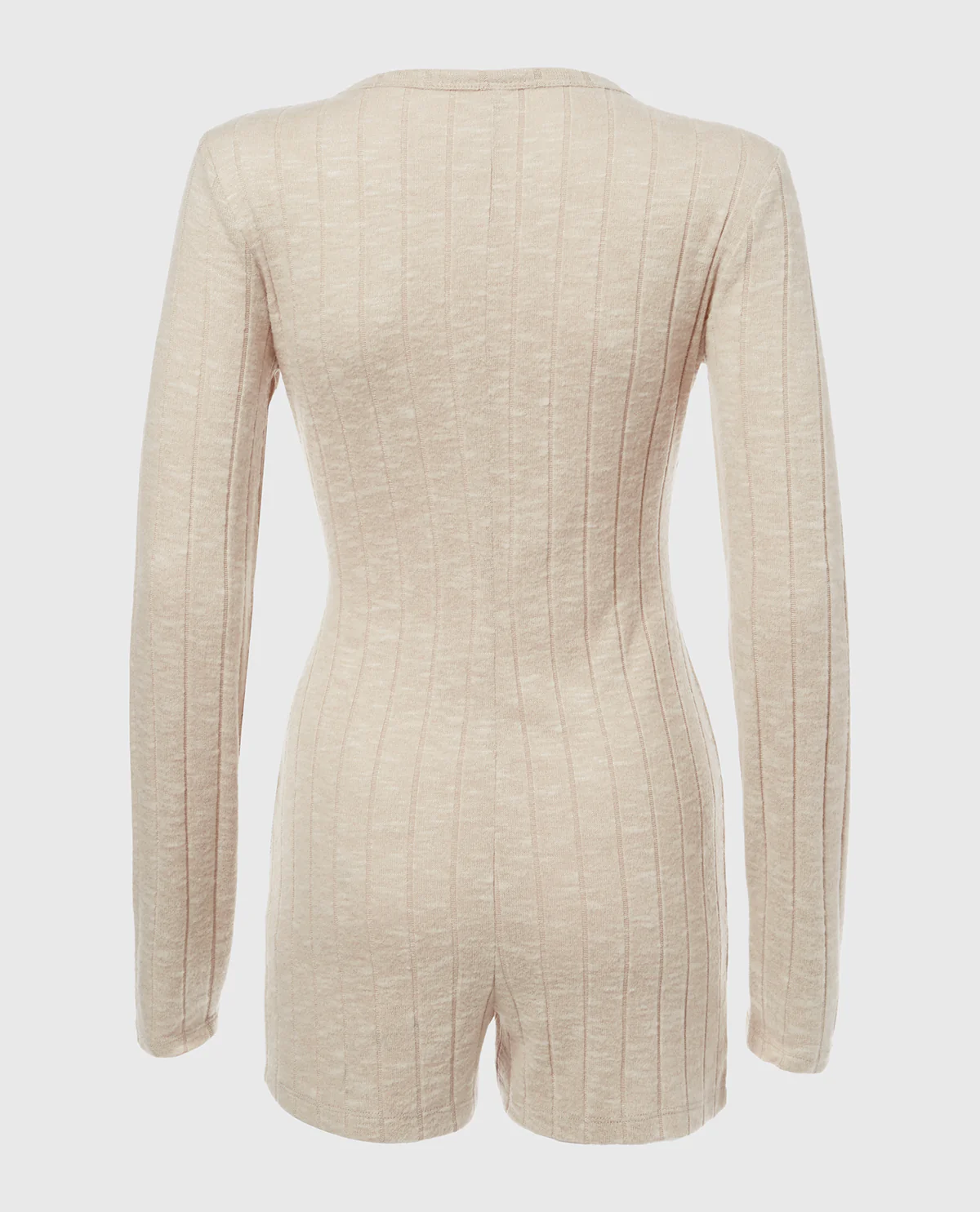 Placket Front Onesie in Cozy Light Oatmeal - Image 5