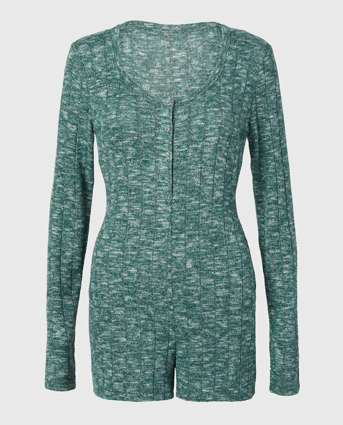 Placket Front Onsie in Emerald Green - Image 4